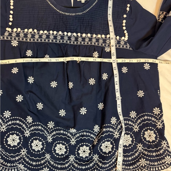 crown & ivy Navy Embroidered Peasant Blouse - Picture 7 of 8